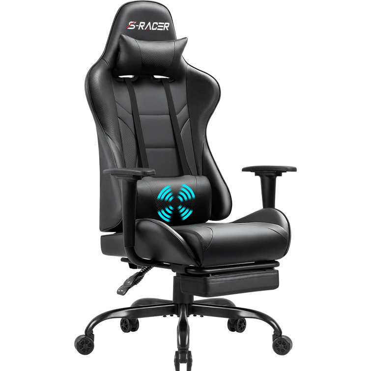 Homall Adjustable Reclining Ergonomic Faux Leather Swiveling PC Racing Game Chair with Footrest